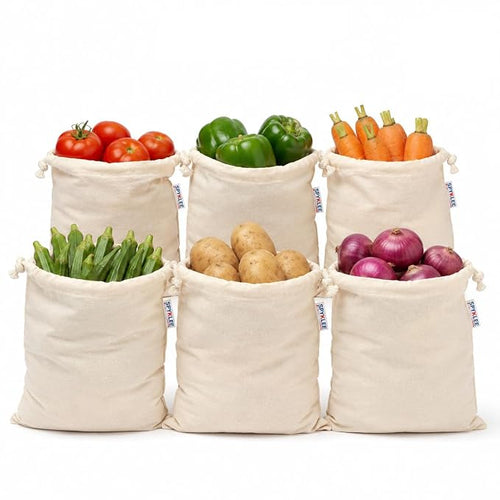Eco-Friendly Washable Grocery & Produce Bags for Fruits, Vegetables & Kitchen Storage (Large,Medium & Small Size Bags)