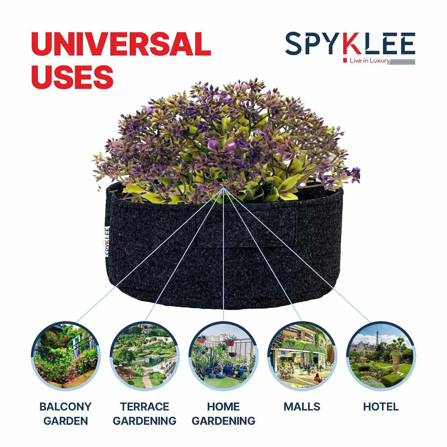 Round Felt Plant Grow Bag (12X5 Black)