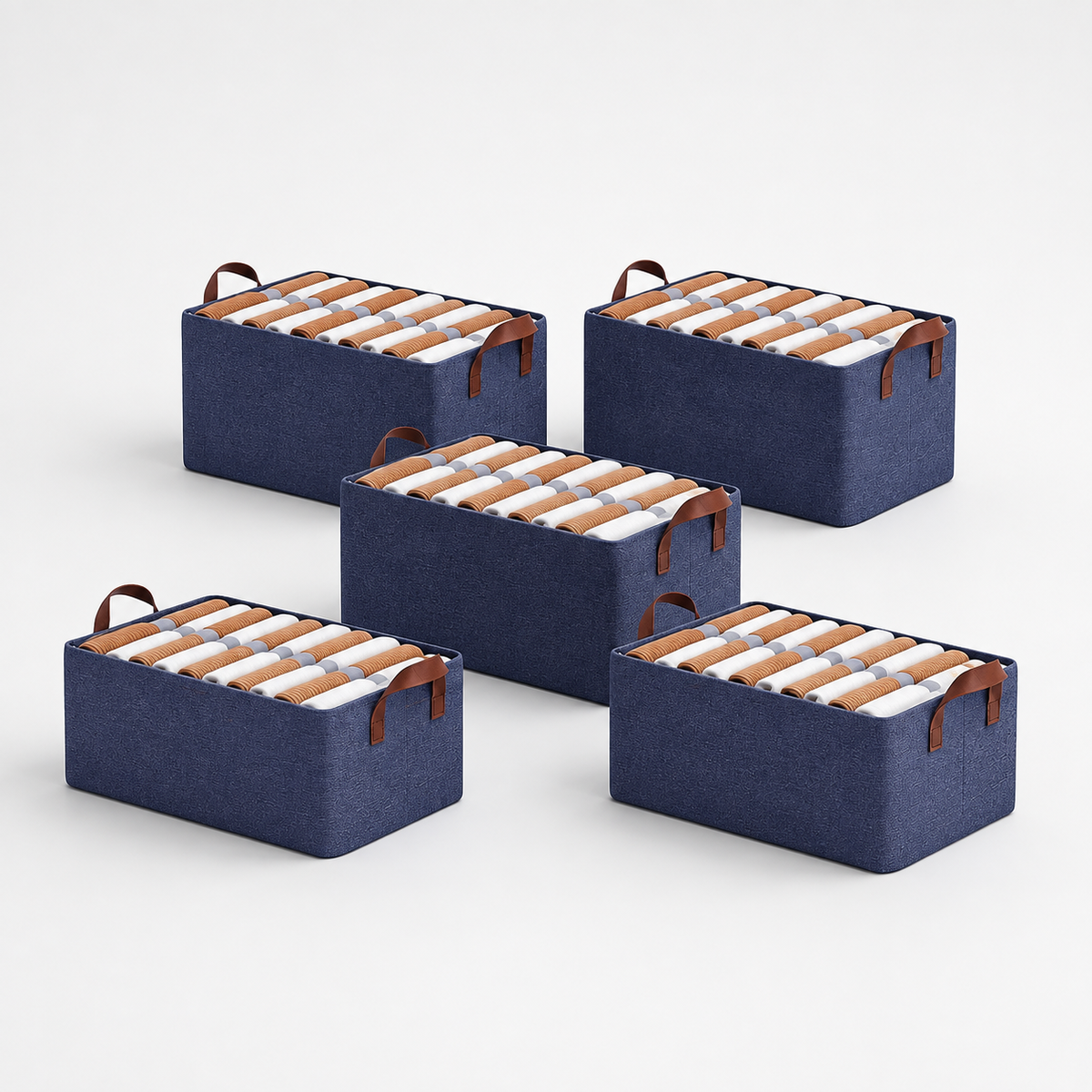 Collapsible Fabric Storage Cubes Organizer (Blue)