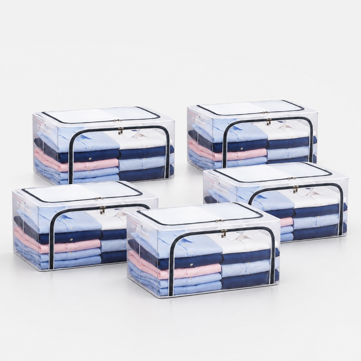 Polycotton Clothes Storage Organizer Bins (Transparent, 24L-1 Pc)