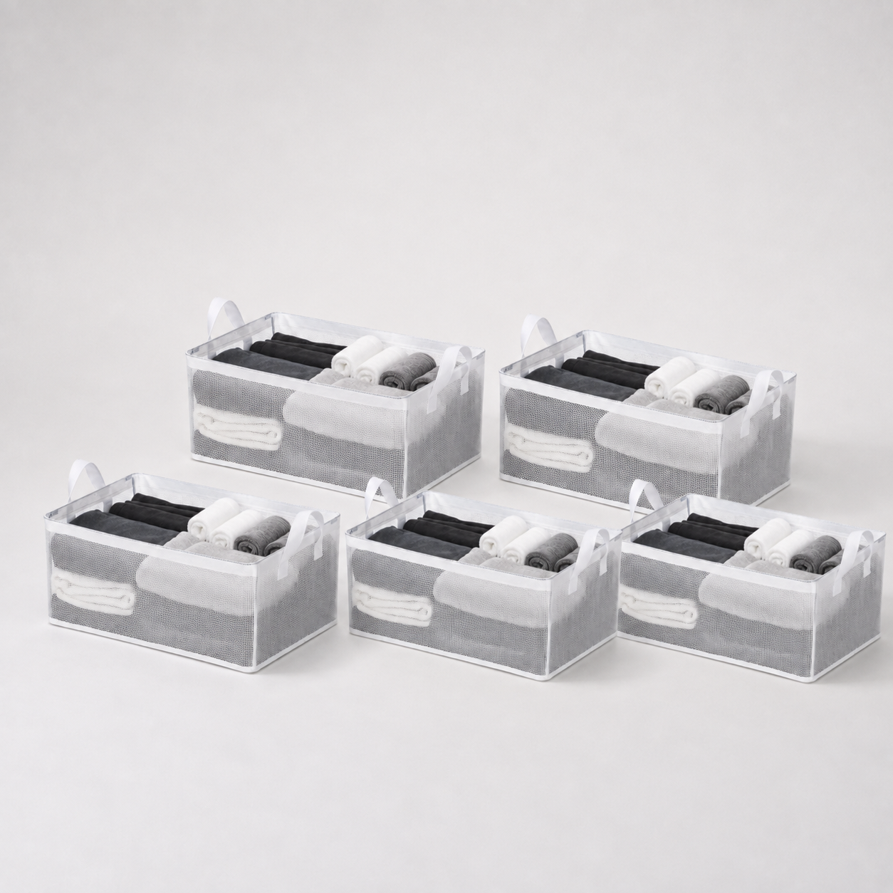 Collapsible Fabric Storage Cubes Organizer (Transparent)
