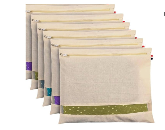 Cotton Saree Covers Set Of - 6 (16 X 14 Inches) Beige