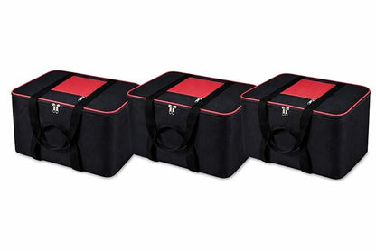 Non Woven Storage Bags with Zipper & Handle |(3Pc, Black and Red)