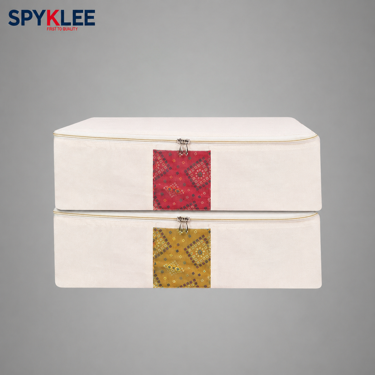 Pack of 2 Cotton Clothes Storage Bags With Zipper | Cotton Canvas Bags for Sarees, Lehengas & Dresses | Large Washable & Reusable Storage Bags – Off White