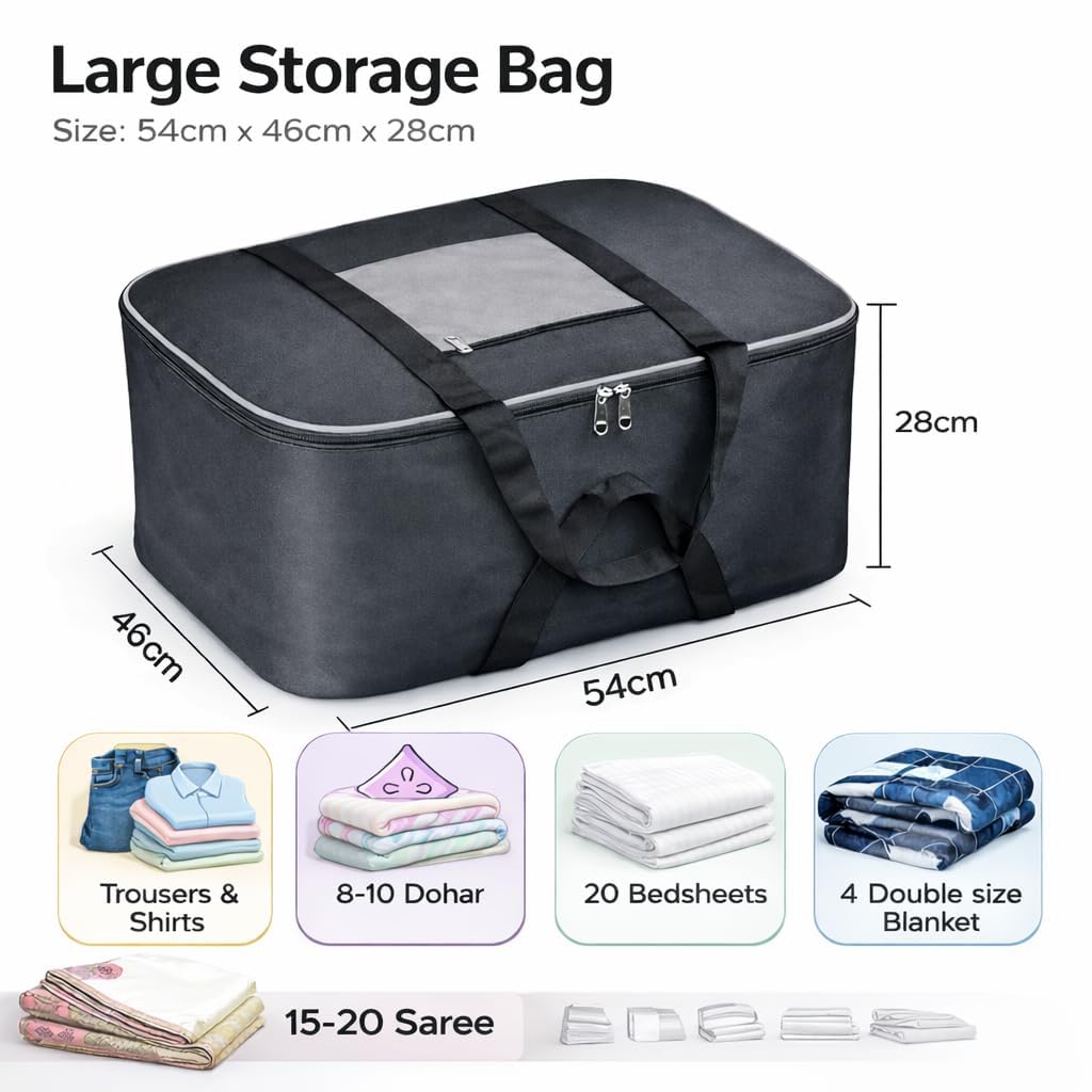 Non Woven Storage Bag (Black and Grey)-5pc