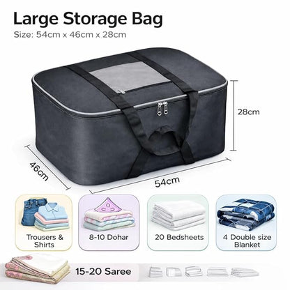 Non Woven Storage Bags with Zipper & Handle (Black and Grey)