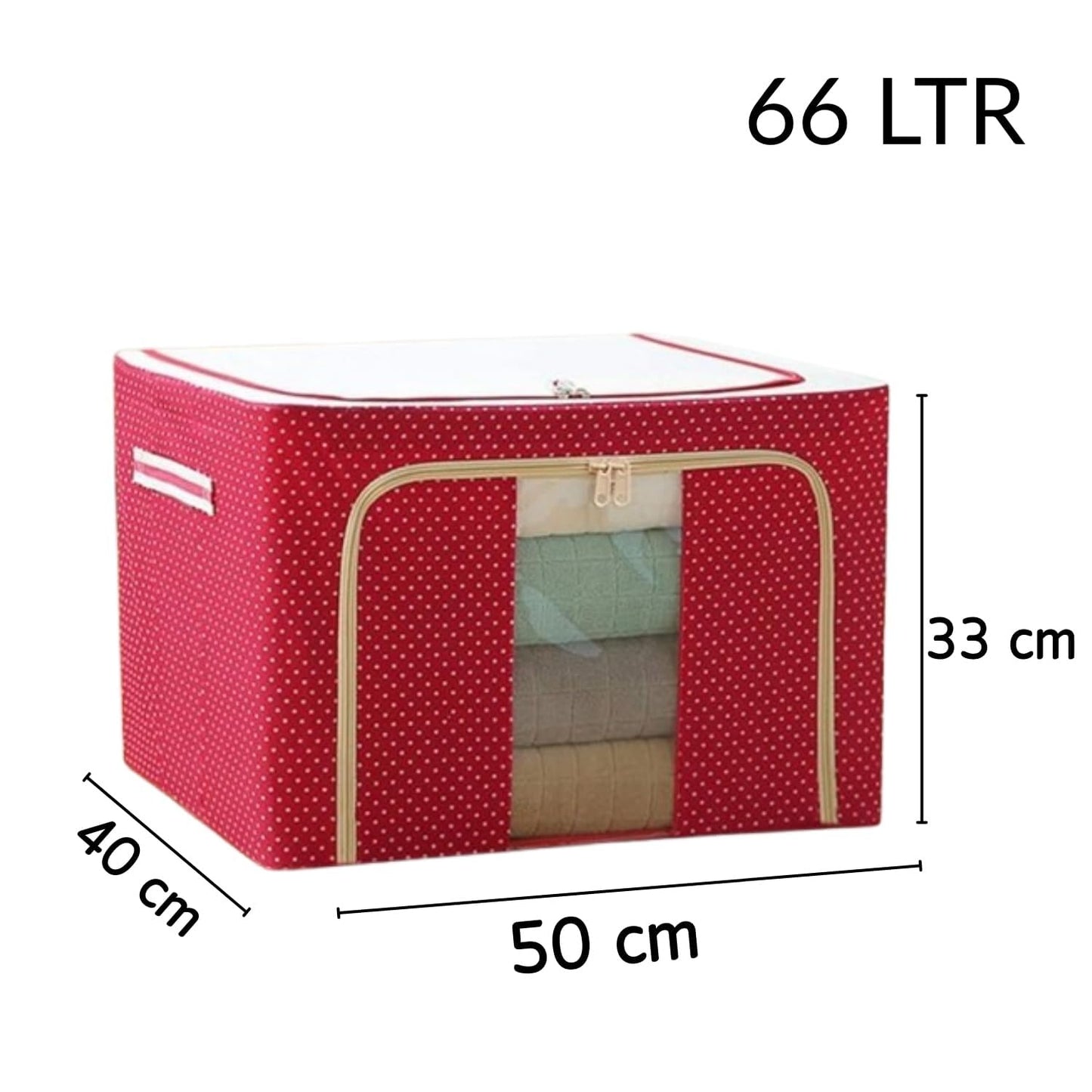 polycotton Clothes Storage Organizer Bins (Red, 66L)