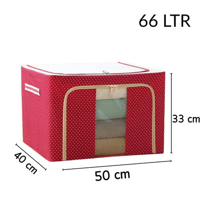 polycotton Clothes Storage Organizer Bins (Red, 66L)