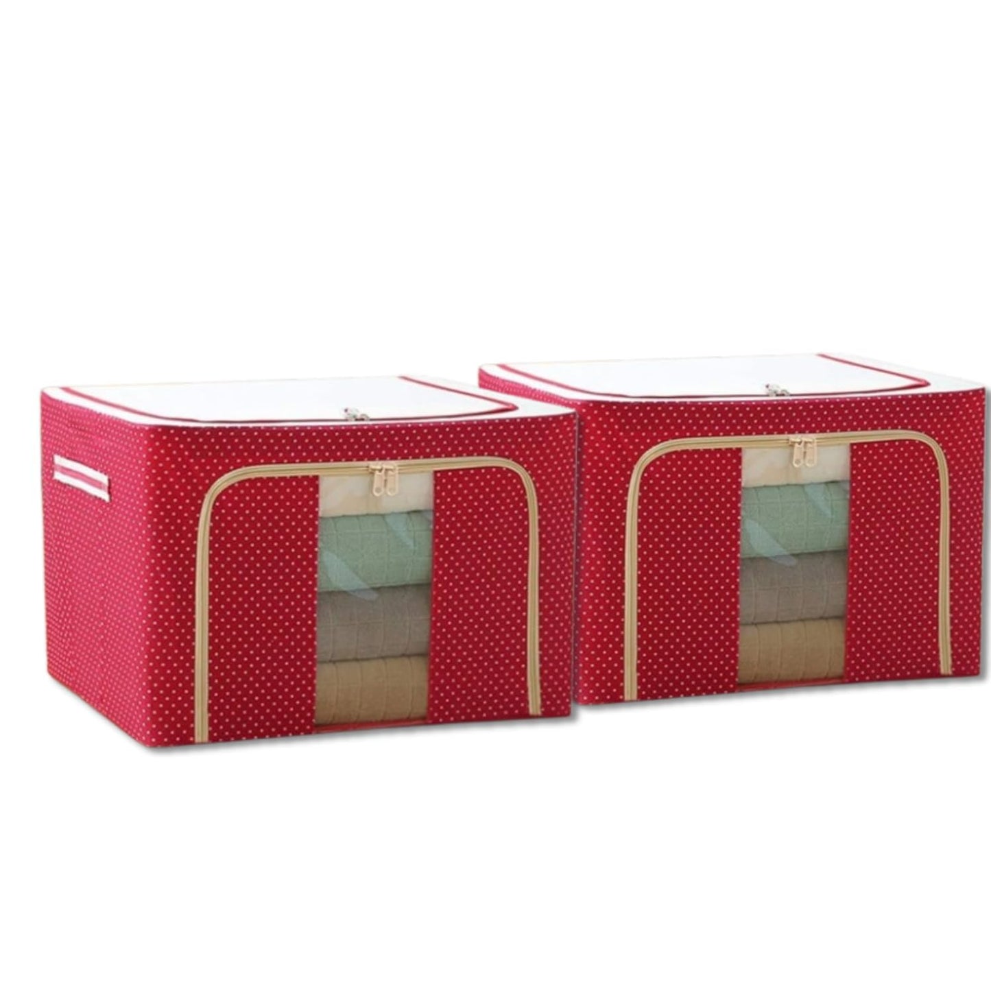 polycotton Clothes Storage Organizer Bins (Red, 66L)