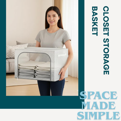 polycotton Clothes Storage Organizer Bins (Transparent, 66L-6)