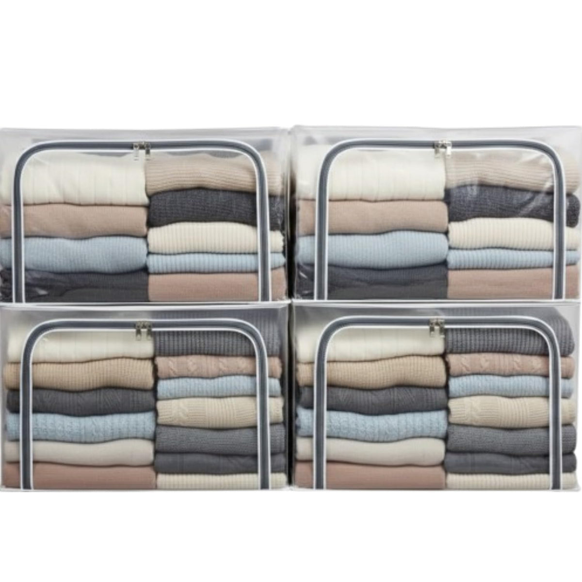 polycotton Clothes Storage Organizer Bins (Transparent, 66L-4)