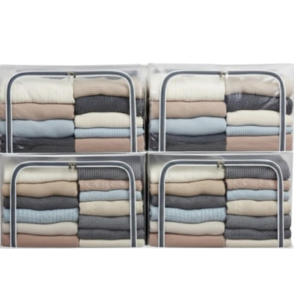 polycotton Clothes Storage Organizer Bins (Transparent, 66L)