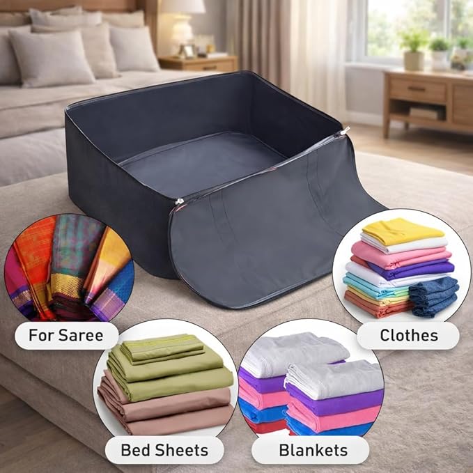 Non Woven Storage Bags with Zipper & Handle (Black and Red)