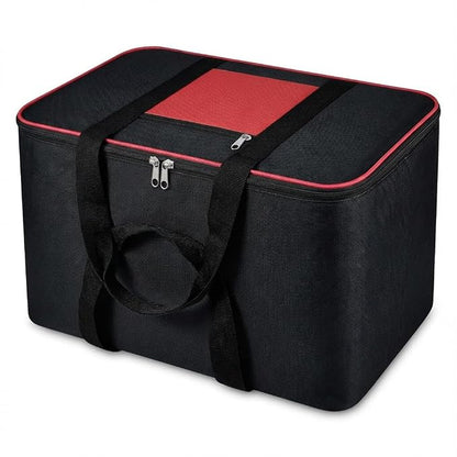 Non Woven Storage Bags with Zipper & Handle | (1Pc, Black and Red)