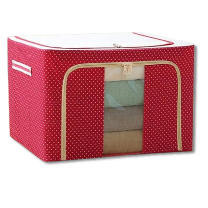 polycotton Clothes Storage Organizer Bins (Red, 66L)