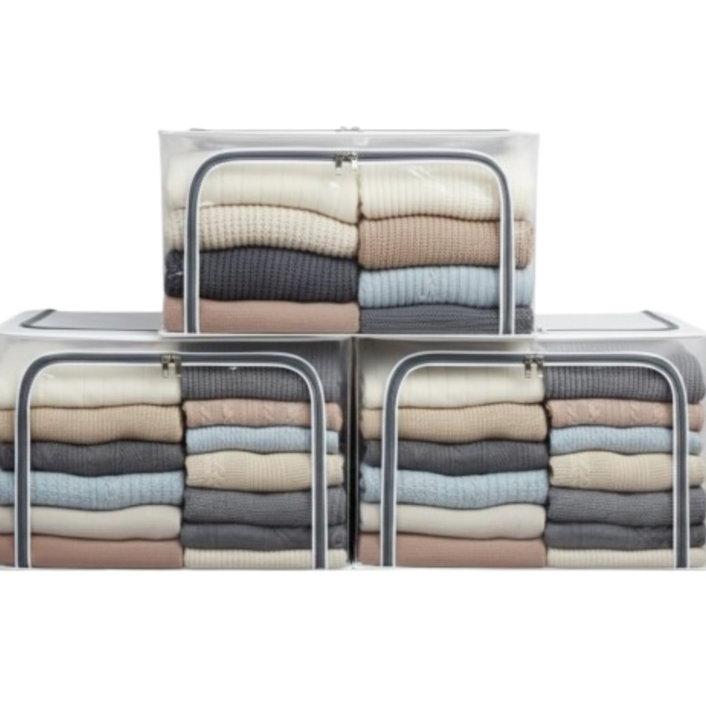 polycotton Clothes Storage Organizer Bins (Transparent, 66L)