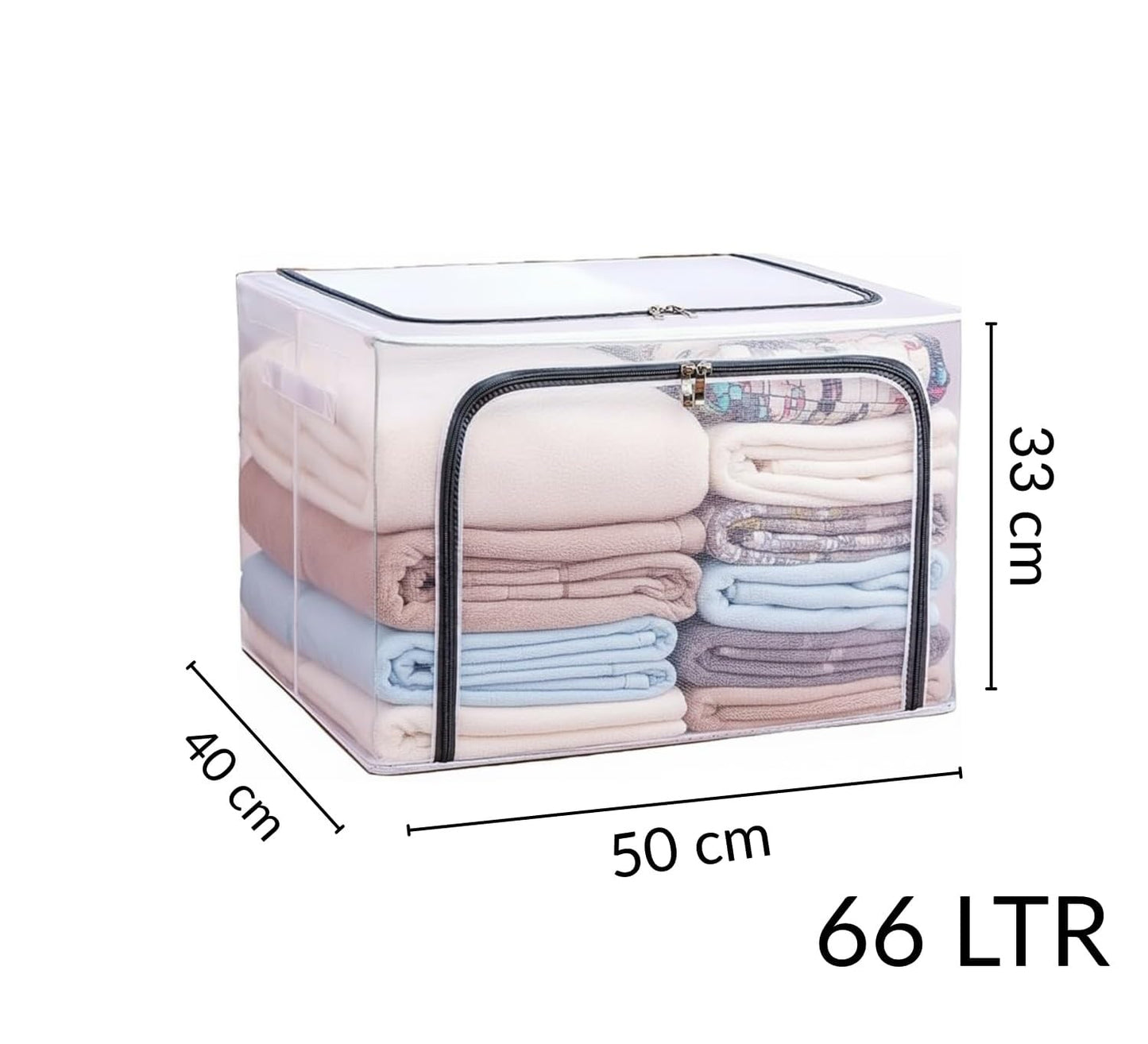 polycotton Clothes Storage Organizer Bins (Transparent, 66L-6)