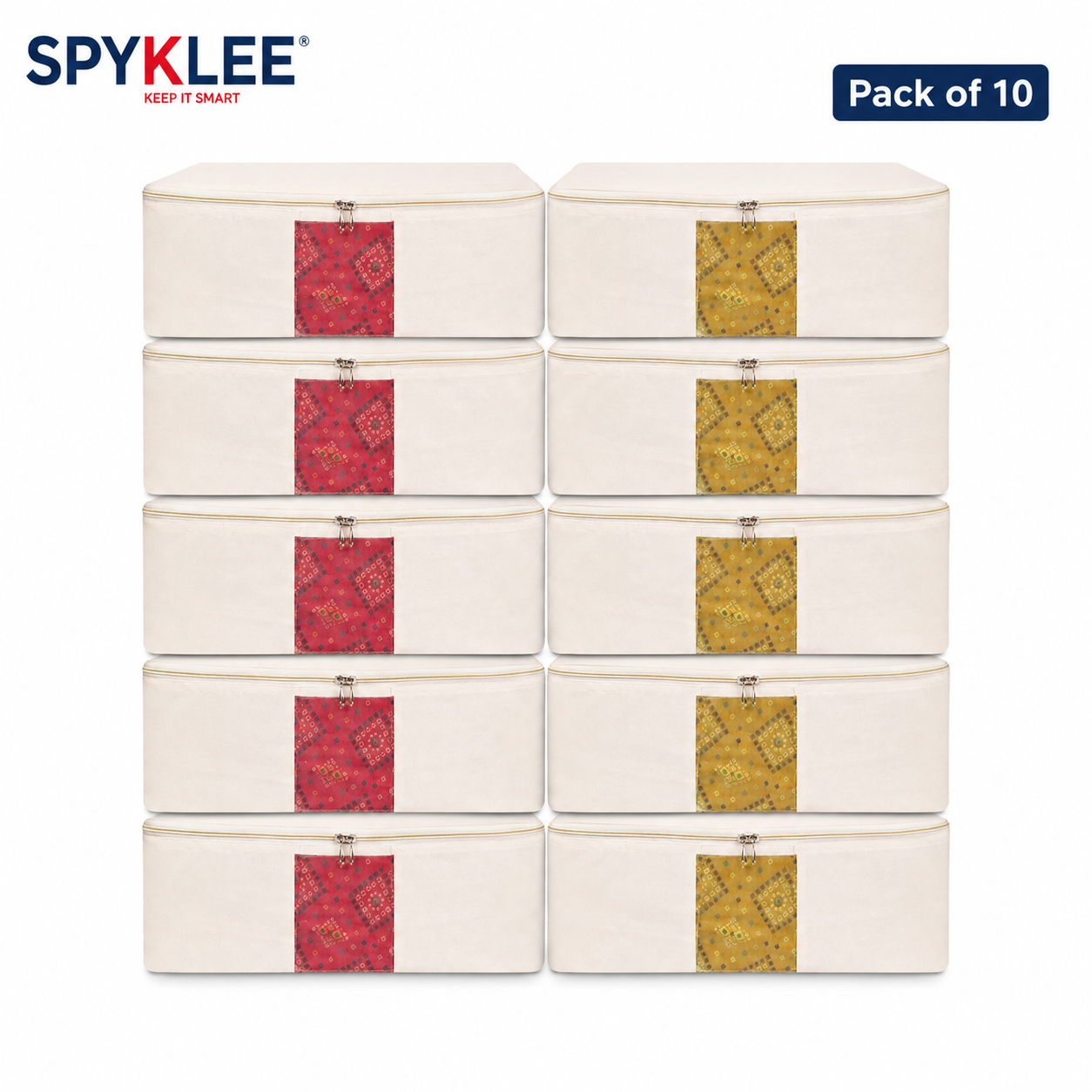 Pack of 10 Cotton Clothes Storage Bags With Zipper | Cotton Canvas Bags for Sarees, Lehengas & Dresses | Large Washable & Reusable Storage Bags – Off White