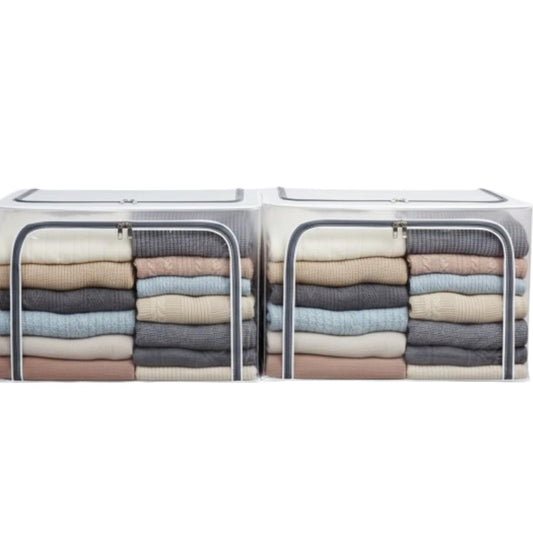 polycotton Clothes Storage Organizer Bins (Transparent, 66L-2)