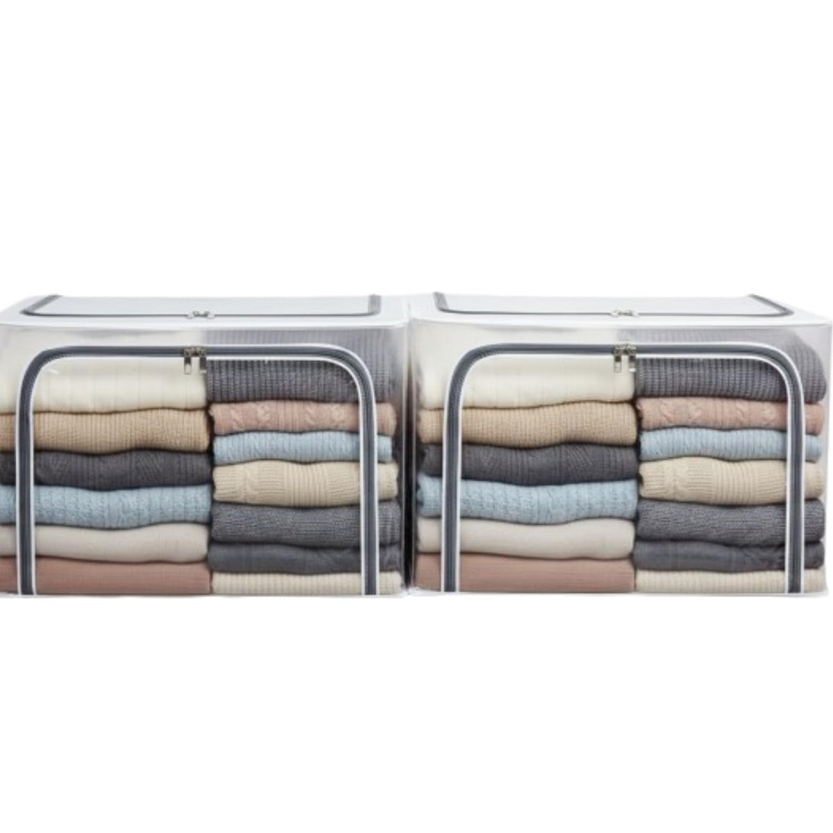polycotton Clothes Storage Organizer Bins (Transparent, 66L)