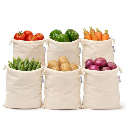 Eco-Friendly Washable Grocery & Produce Bags for Fruits, Vegetables & Kitchen Storage (Large,Medium & Small Size Bags)