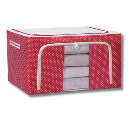 polycotton Clothes Storage Organizer Bins (Red, 24L)
