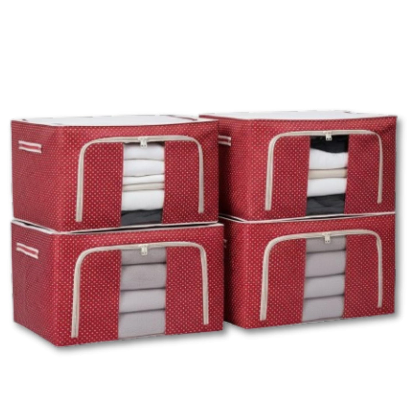 polycotton Clothes Storage Organizer Bins (Red, 24L)
