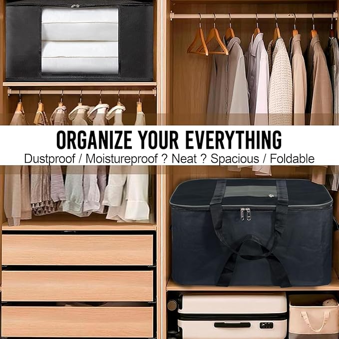 Non Woven Storage Bags with Zipper & Handle (Black and Grey)