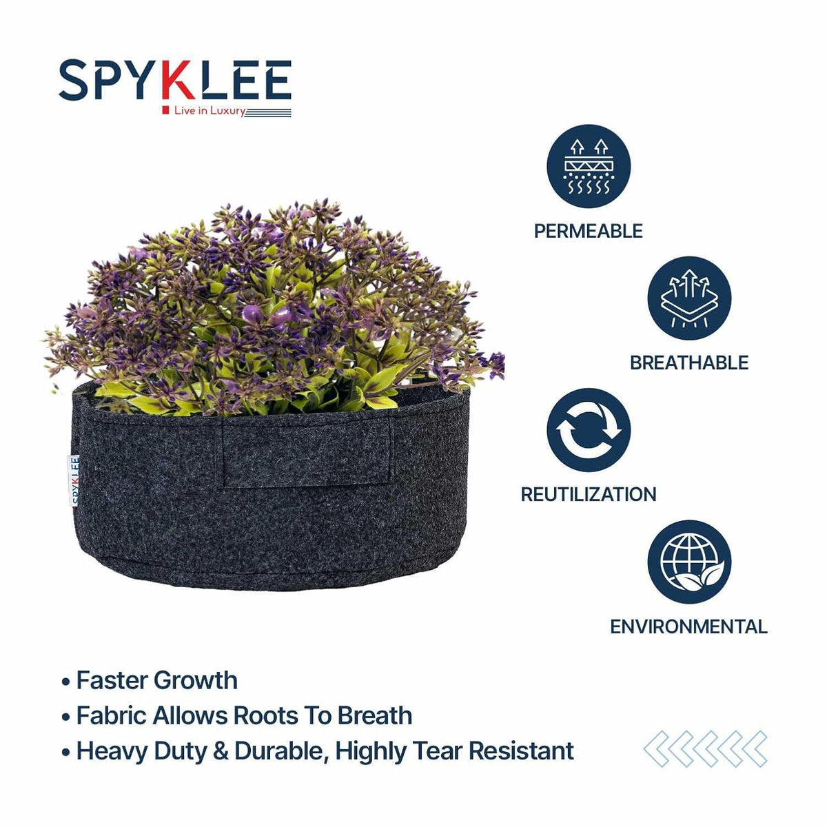 Round Felt Plant Grow Bag (12X5 Dark Grey)