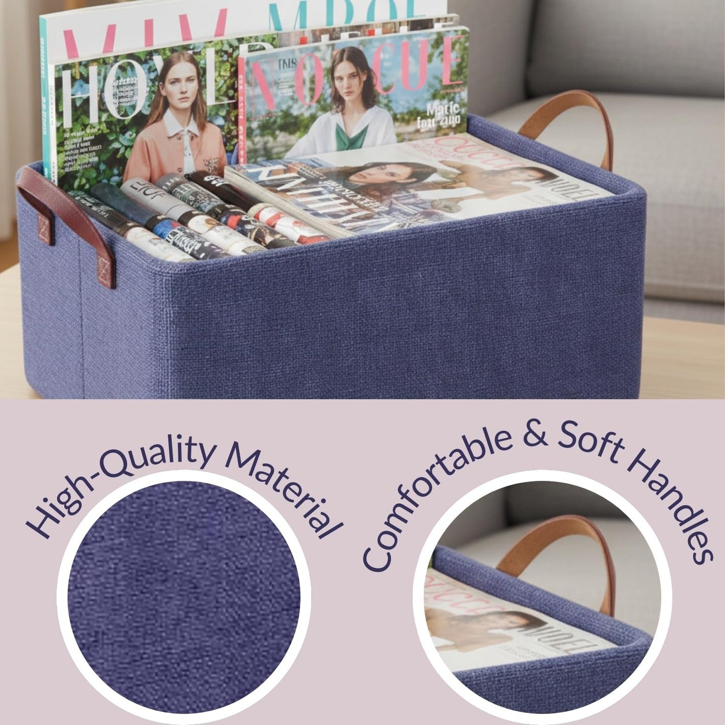 Collapsible Fabric Storage Cubes Organizer (Blue)