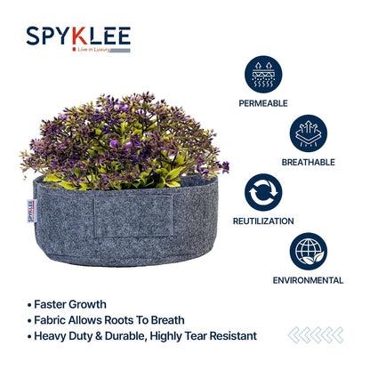 Round Felt Plant Grow Bag (12X5 Grey)