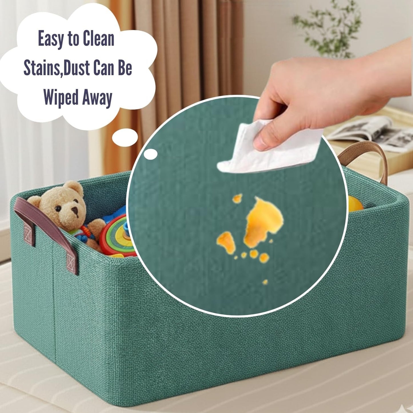 Collapsible Fabric Storage Cubes Organizer (Green)