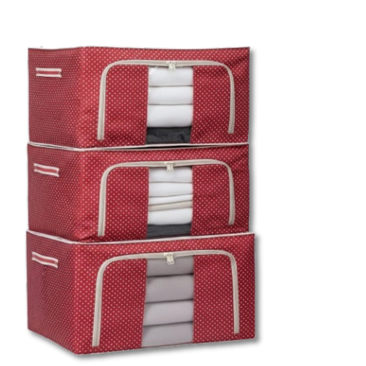 polycotton Clothes Storage Organizer Bins (Red, 24L)