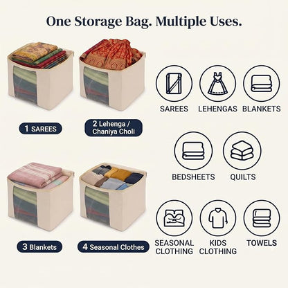 Cotton Canvas Clothes/chaniyacholi Storage Bags (17x14x7) Inches