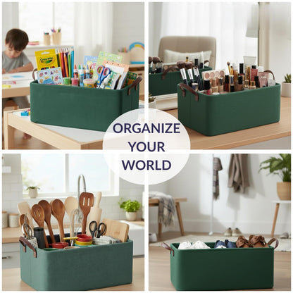Collapsible Fabric Storage Cubes Organizer (Green)