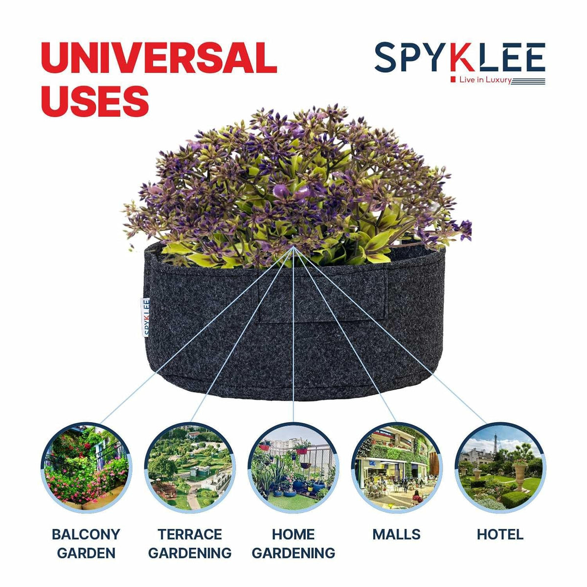 Round Felt Plant Grow Bag (12X5 Dark Grey)