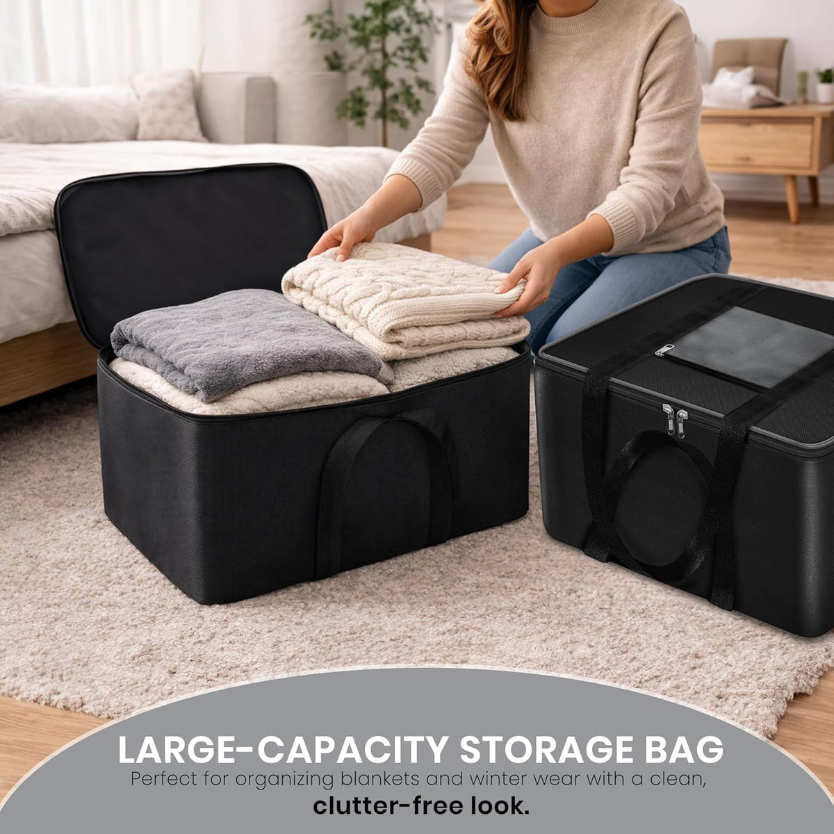 Non Woven Storage Bag (Black and Grey)-6pc