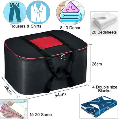 Non Woven Storage Bags with Zipper & Handle (Black and Red)