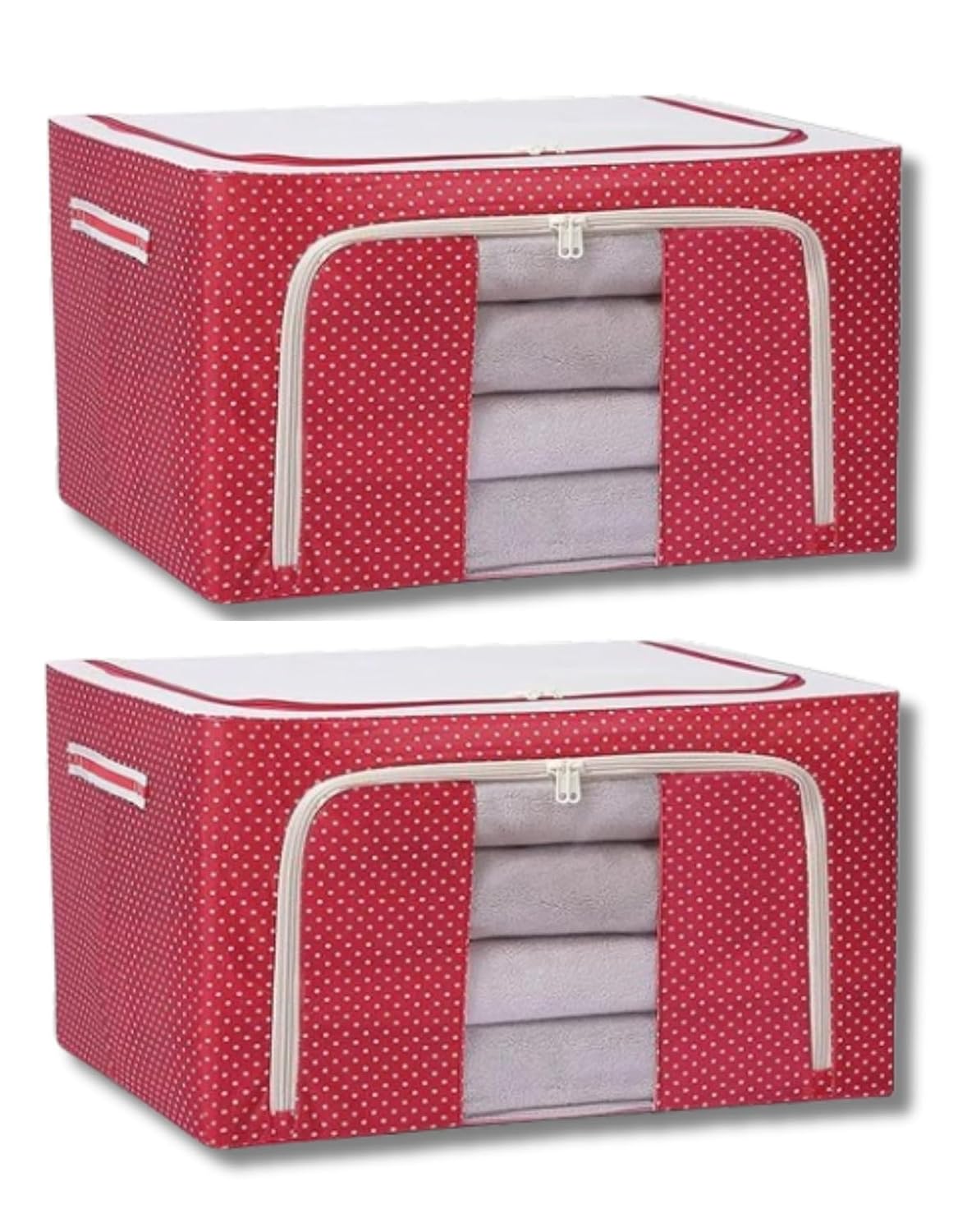 polycotton Clothes Storage Organizer Bins (Red, 24L)
