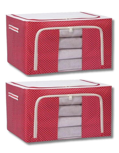 polycotton Clothes Storage Organizer Bins (Red, 24L)