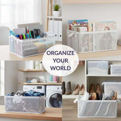 Collapsible Fabric Storage Cubes Organizer (Transparent)