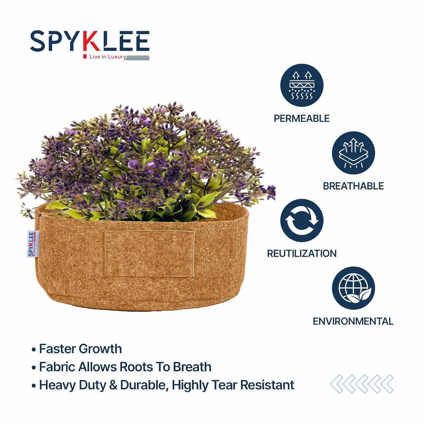 Round Felt Plant Grow Bag (12X5 Beige)