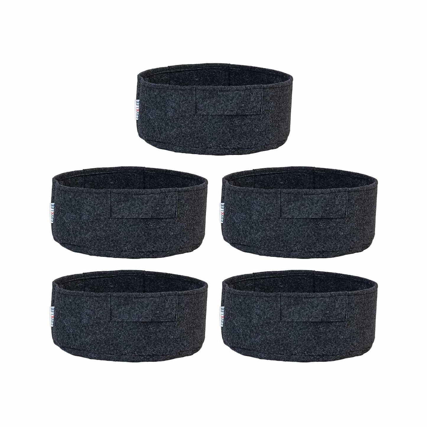 Round Felt Plant Grow Bag (12X5 Dark Grey)