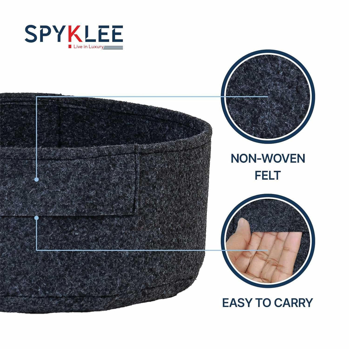 Round Felt Plant Grow Bag (12X5 Dark Grey)