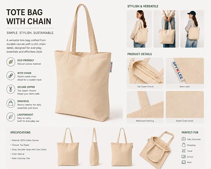 Plain Canvas Tote Bag (14x18)