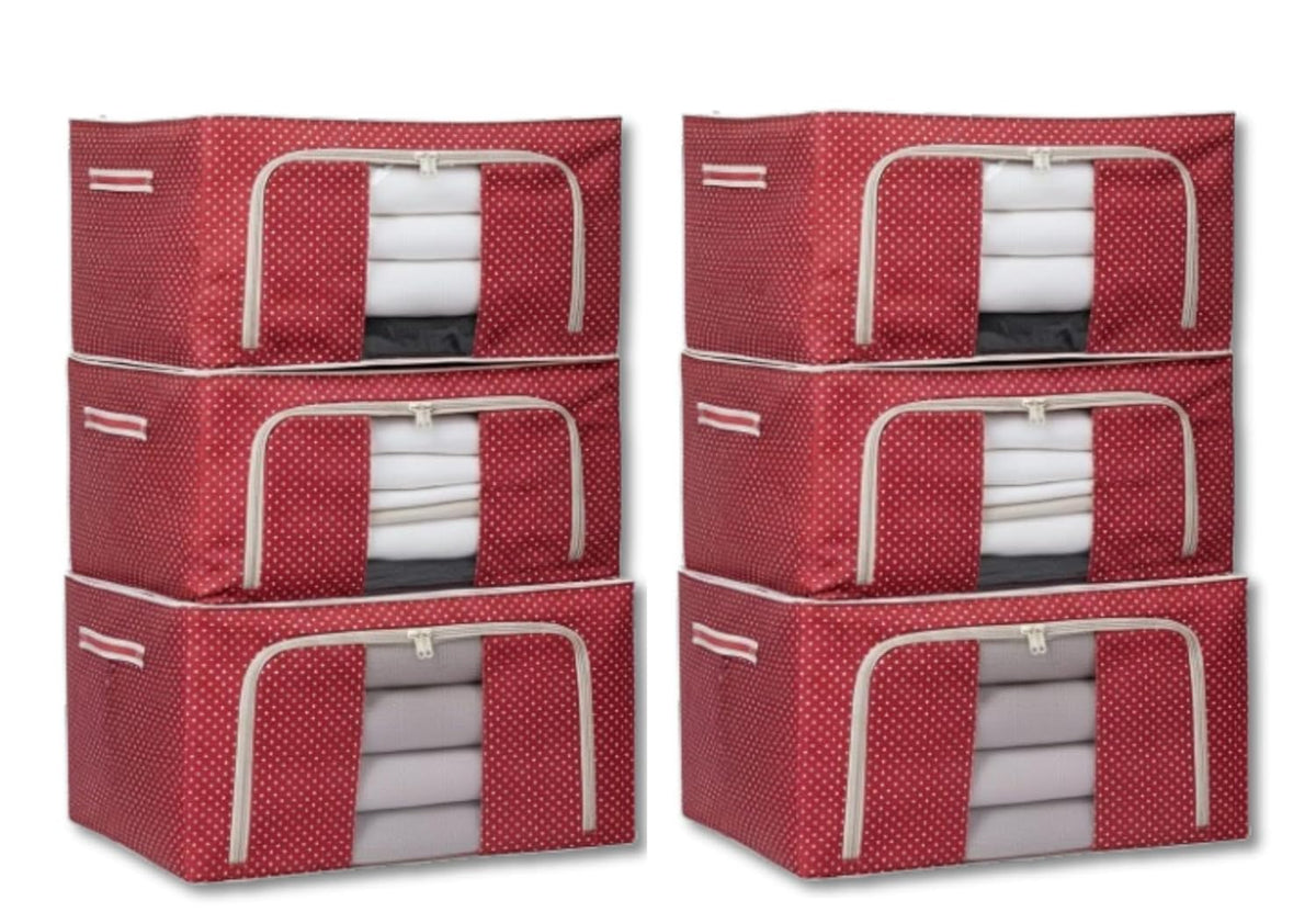 polycotton Clothes Storage Organizer Bins (Red, 24L)