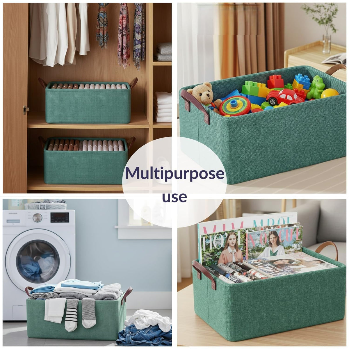 Collapsible Fabric Storage Cubes Organizer (Green)