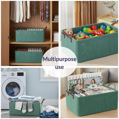 Collapsible Fabric Storage Cubes Organizer (Green)