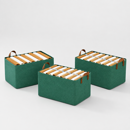 Collapsible Fabric Storage Cubes Organizer (Green)