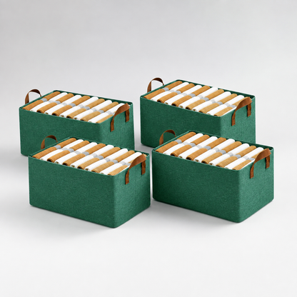 Collapsible Fabric Storage Cubes Organizer (Green)